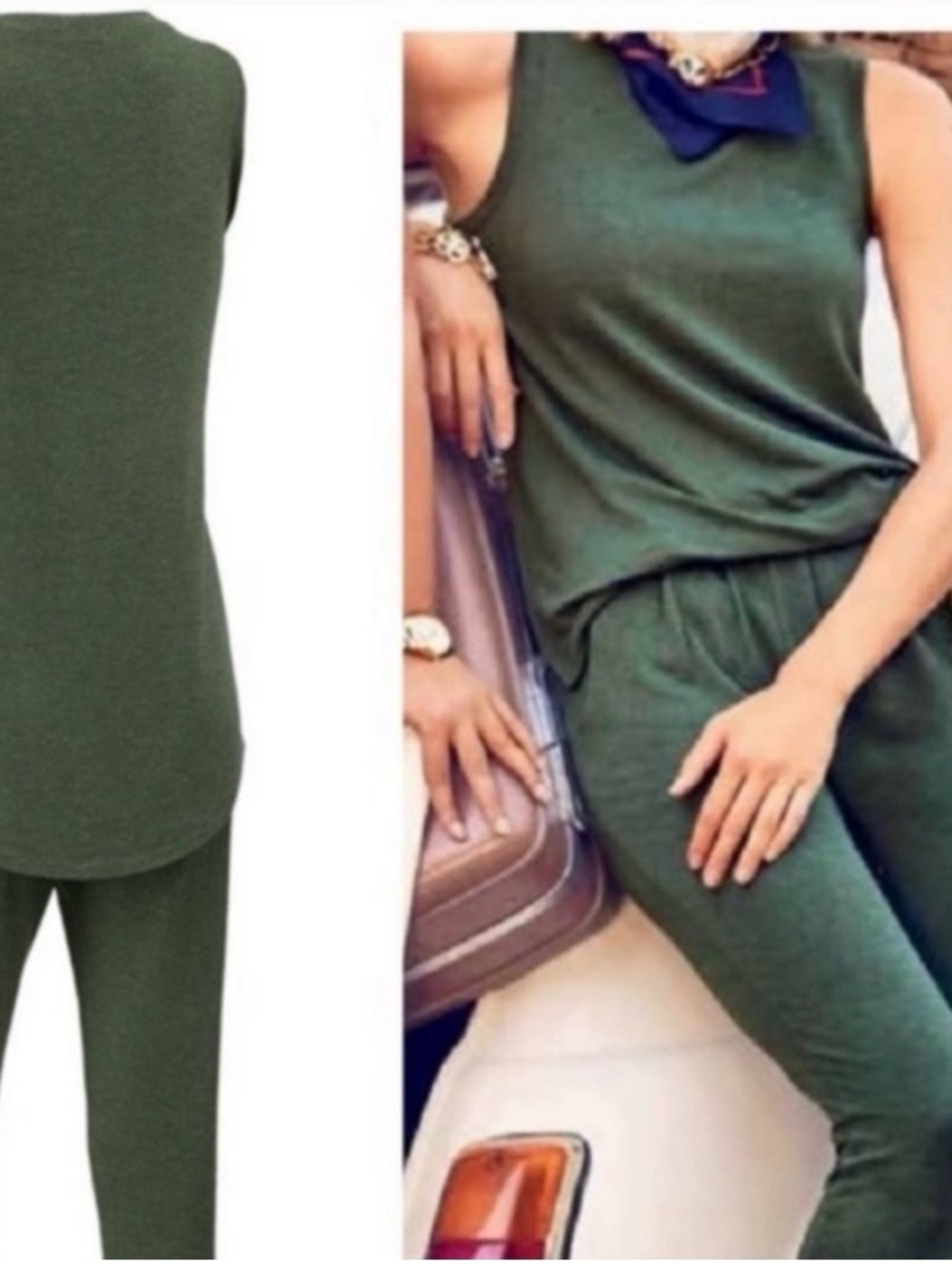 Cabi 5372 loden Green Knit Jumpsuit Small - Picture 2 of 6